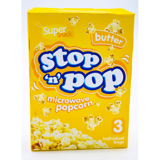 Super Snack Stop n Pop Microwave Butter Popcorn 3 x 85g, 3 x 85g from