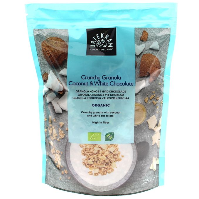 Urtekram Crunchy Granola - Kookos & Valkoinen Suklaa