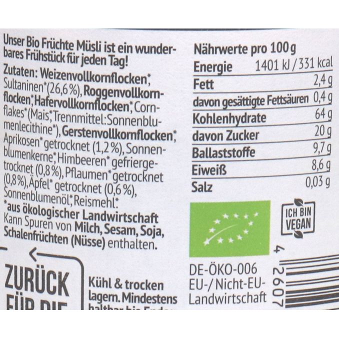 mehrwelt BIO Früchte Müsli im Pfandglas