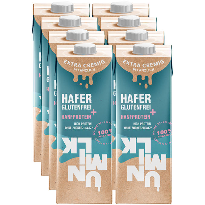 UNMILK Haferdrink + Hanfprotein, 8er Pack