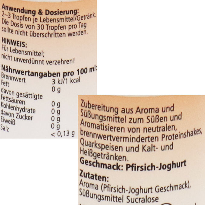 Zutaten & Nährwerte: Flavour Drops Pfirsich-Joghurt