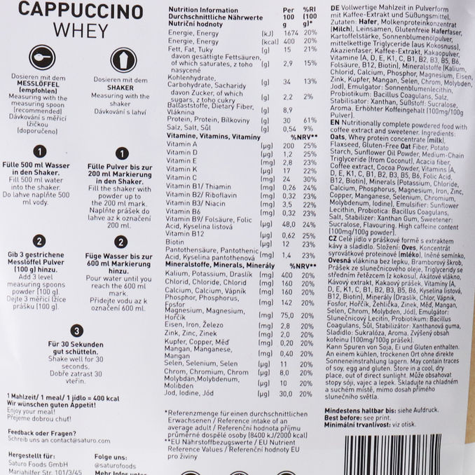 Zutaten & Nährwerte: Balanced Pulver Whey Cappuccino