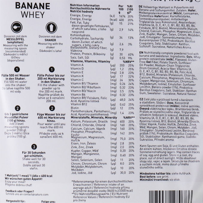 Saturo Foods Balanced Pulver Whey Banane