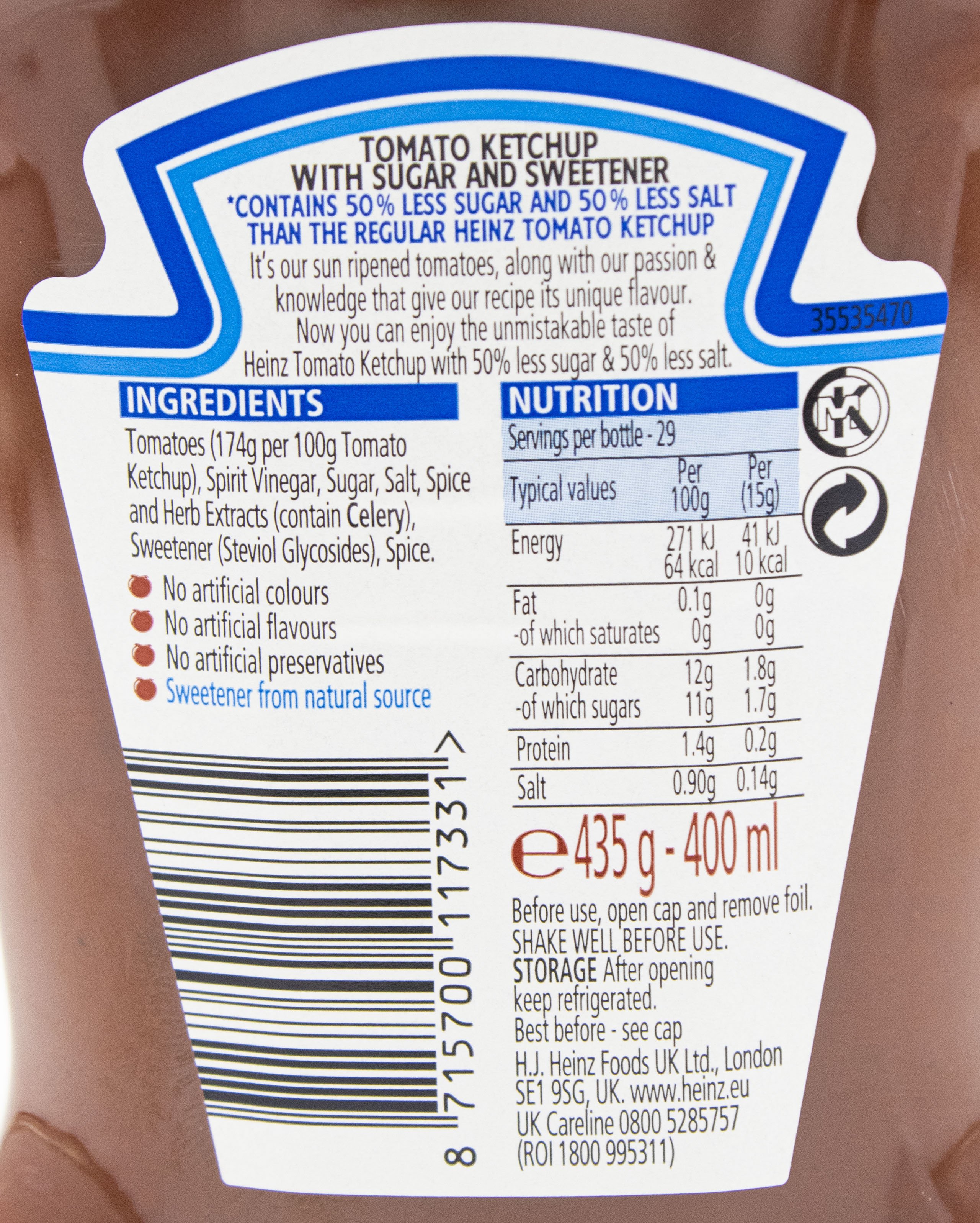 Heinz Sugar Free Ketchup Nutrition Facts My Bios