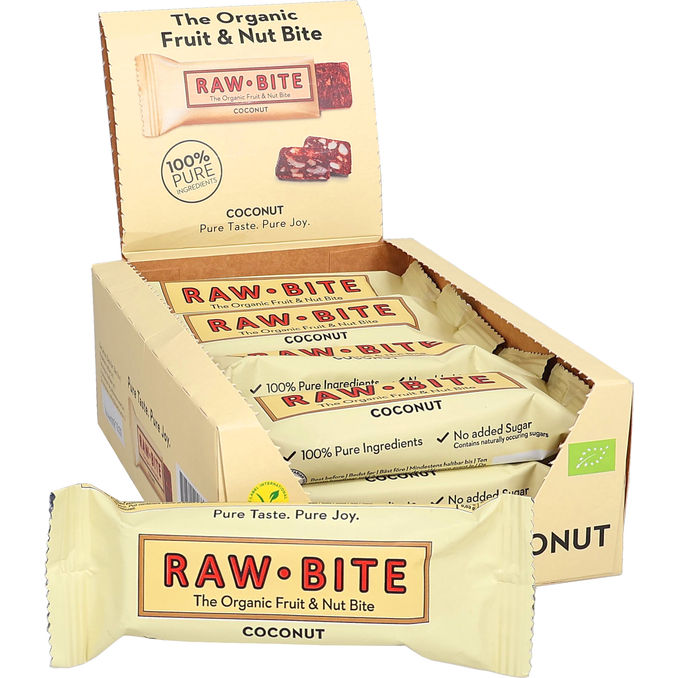 Rawbites Øko Rawbarer m. Kokos 12-pak