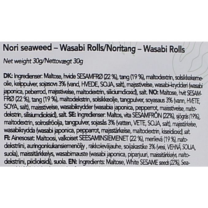 Näringsinnehåll Seaweed Wasabi Snacks