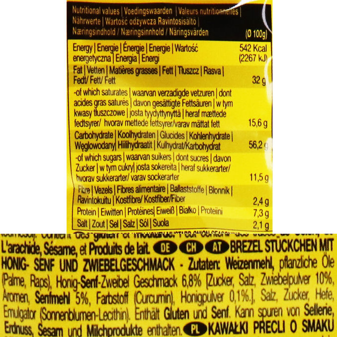 Zutaten & Nährwerte: Brezelstücke Honig & Senf