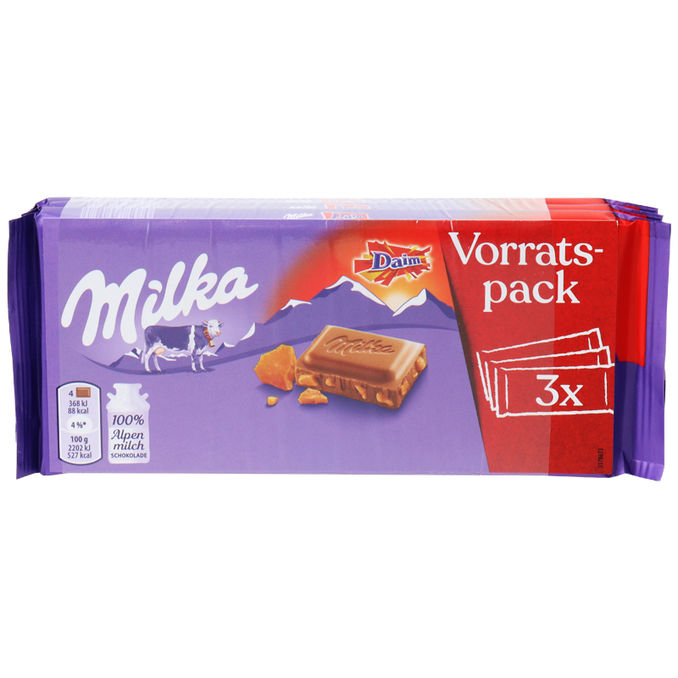 Milka Tafelschokolade Daim, 3er Pack