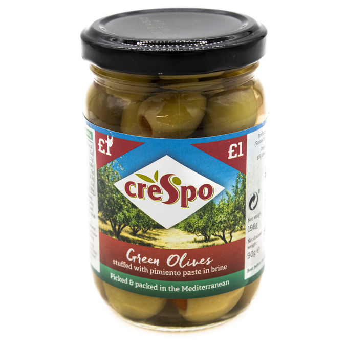 Crespo Green Olives with Pimiento 198g, 198g from Crespo Motatos