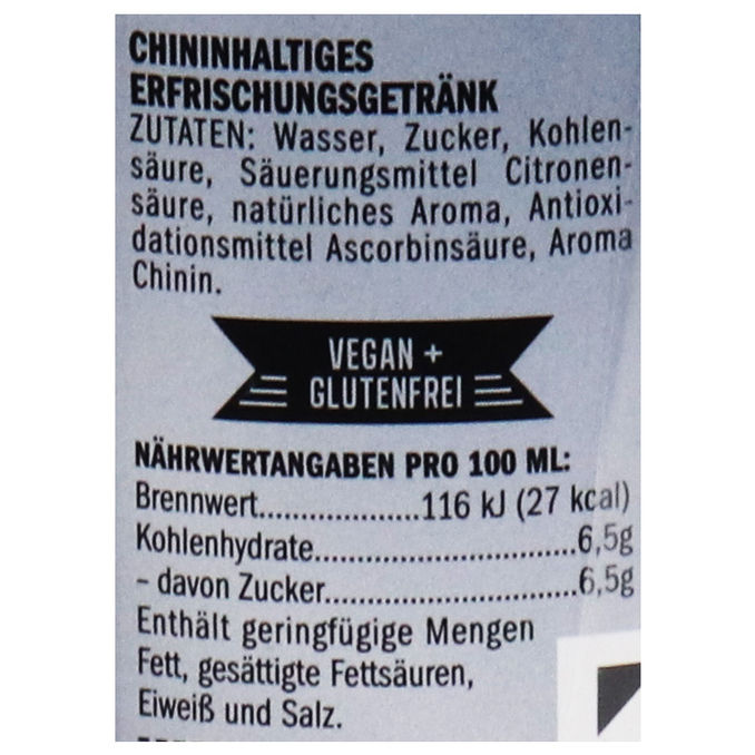 Zutaten & Nährwerte: Dry Tonic, 6er Pack (EINWEG) zzgl. Pfand