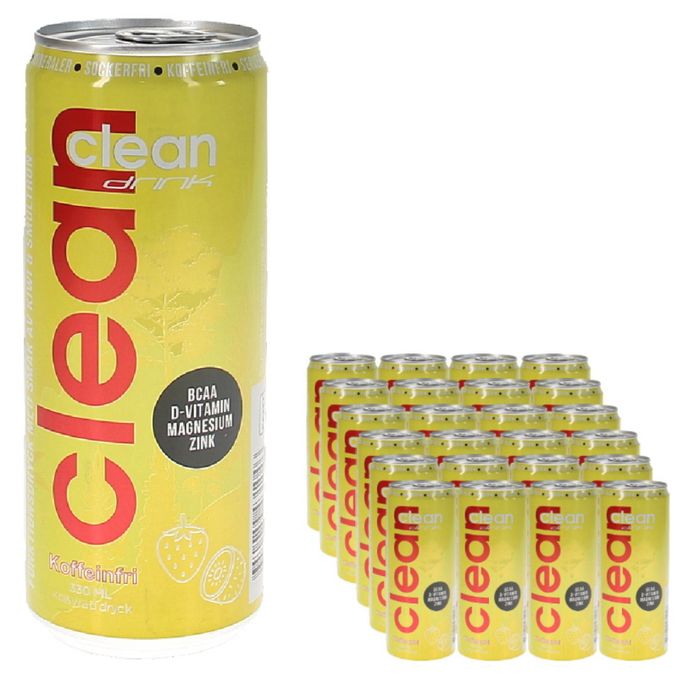 Läs mer om Clean Drink Funktionsdryck Kiwi Smultron Koffeinfri 24-pack