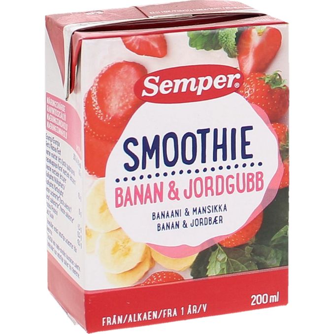 Semper Smoothie Banan Jordgubb 1 år 200ml, 200ml, Semper | Matsmart