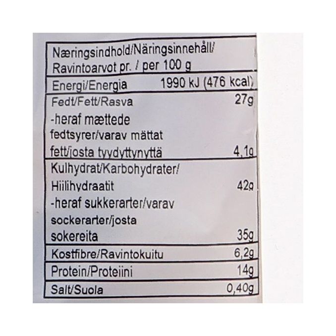 Tuotteen ravintosisältö: Pähkinäsekoitus Makea & Suolainen 10-pack