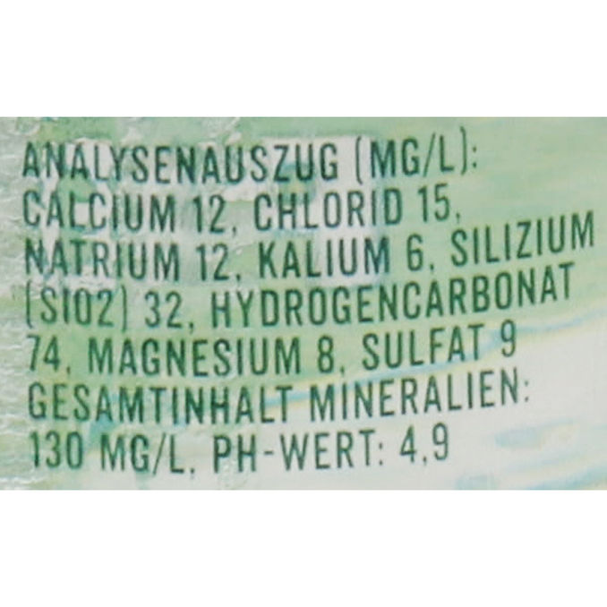 Zutaten & Nährwerte: Natürliches Mineralwasser Medium Perlig, 6er Pack (EINWEG) zzgl. Pfand