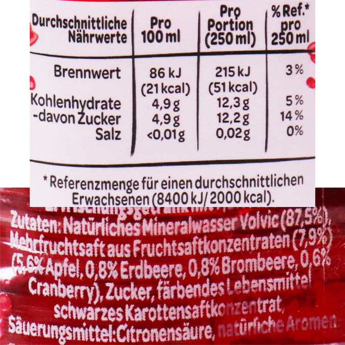 Zutaten & Nährwerte: Juicy Sommerfrüchte, 6er Pack, (EINWEG) zzgl. Pfand