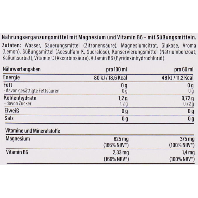 Zutaten & Nährwerte: Magnesium Relax+ Shot, 12er Pack