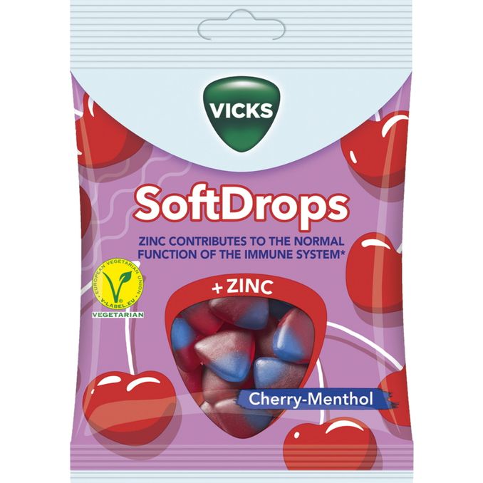 4 x Vicks Soft Drops Körsbär C-Vitamin