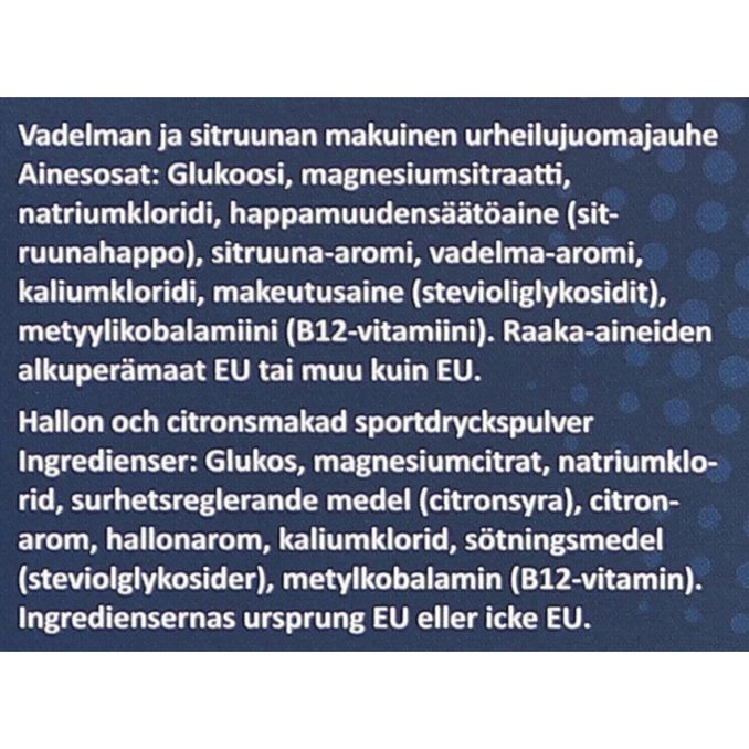 Näringsinnehåll Sportdryckspulver