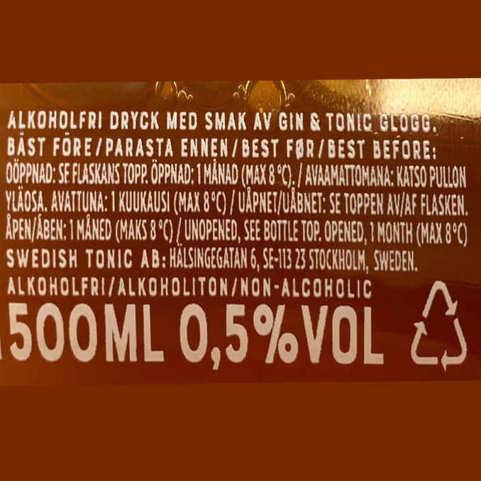 Swedish Tonic Gin & Tonic Glögg