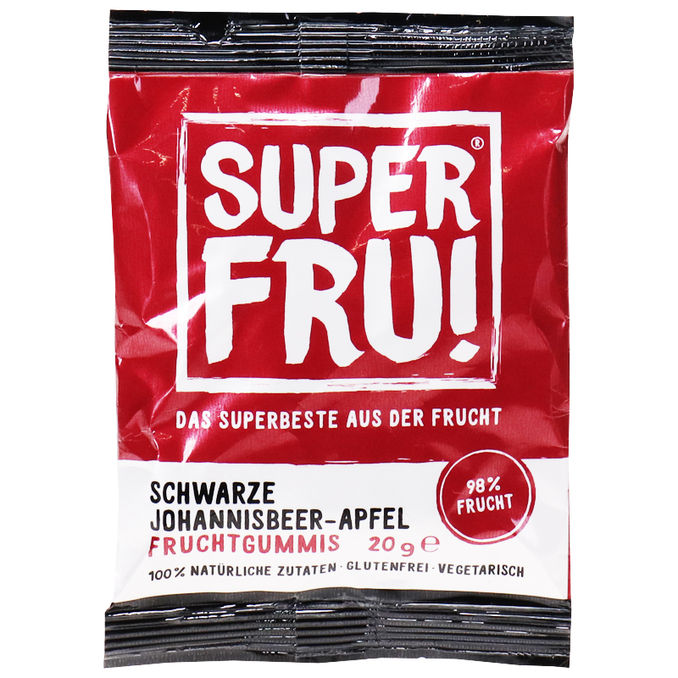 SUPERFRU! Fruchtgummis Schwarze Johannisbeere & Apfel Probiergröße