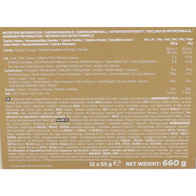 12-pak Nutramino Protein Bar Crispy Vanilla & Caramel 55g