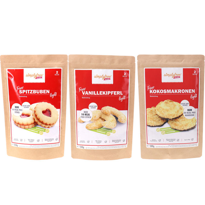 simplyfree Weihnachtsplätzchen-Set, 3-teilig