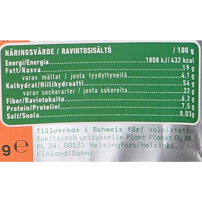 Tuotteen ravintosisältö: Luomu Kaurabites Aprikoosi-Vanilja 12kk+