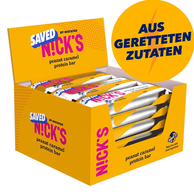 SAVED By Motatos Proteinriegel Erdnuss & Karamell, 15er Pack