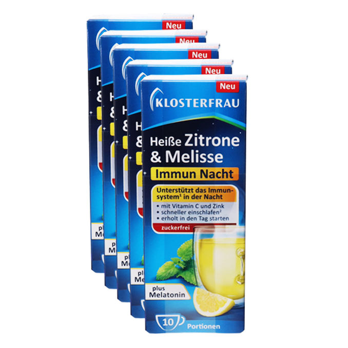 Klosterfrau Immun Nacht, heiße Zitrone & Melisse, 5er Pack