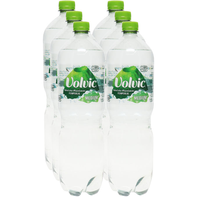 Volvic Natürliches Mineralwasser Medium Perlig, 6er Pack (EINWEG) zzgl. Pfand