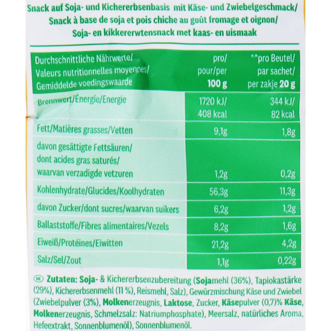 Zutaten & Nährwerte: Cracker Käse Zwiebel
