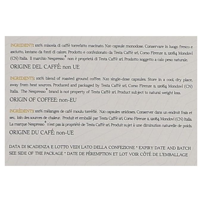 Näringsinnehåll Kaffekapslar Caliente Espresso