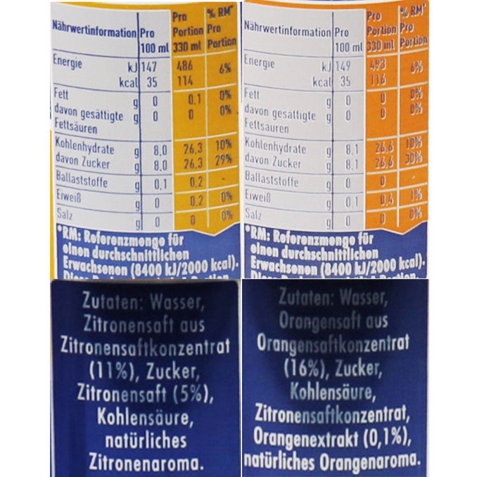 Zutaten & Nährwerte: Limonade Zitrone & Orange, 24er Pack (EINWEG) zzgl. Pfand