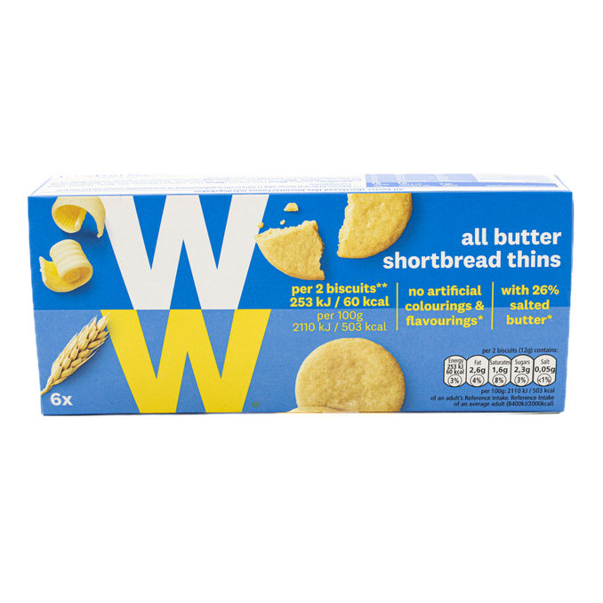 Weight Watchers All Butter Shortbread Thins (6 packets of 2 biscuits