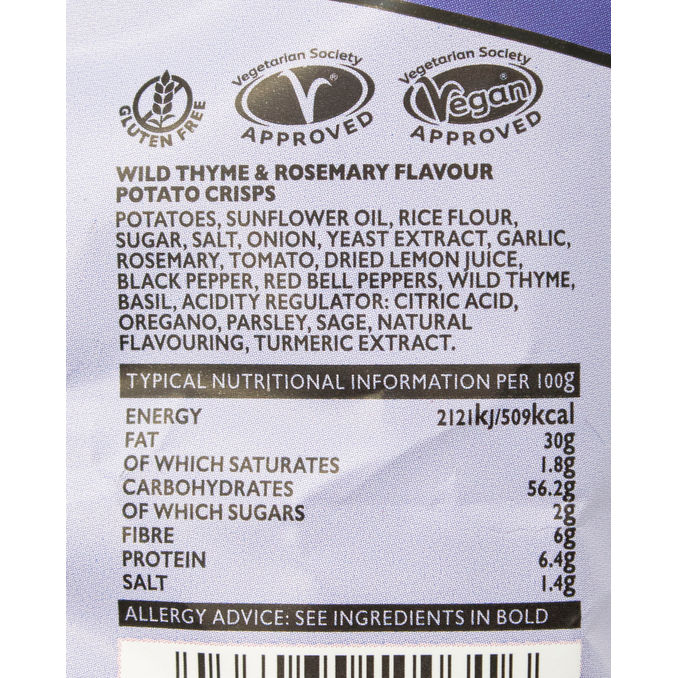 Pipers Atlas Mountains Wild Thyme & Rosemary Crisps 40g, 40g from