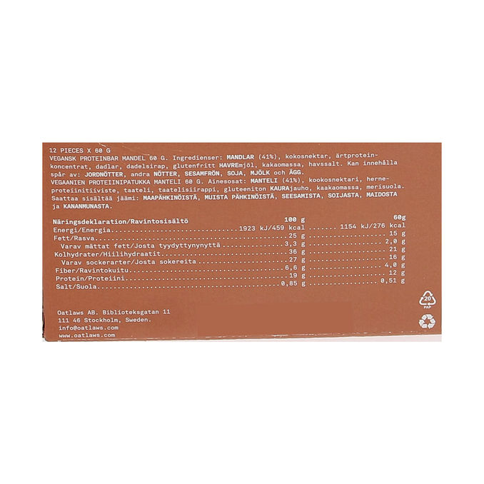 Oatlaws Havre Proteinbars Mandel 12-pack