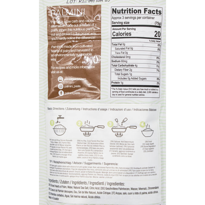 Palmini Hearts of Palm Keto Low Carb Rice 75g, from Palmini Motatos