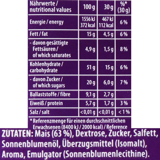 Wie Viele Kalorien Hat Salziges Popcorn Popcorn süß, 100g von Chio | Motatos
