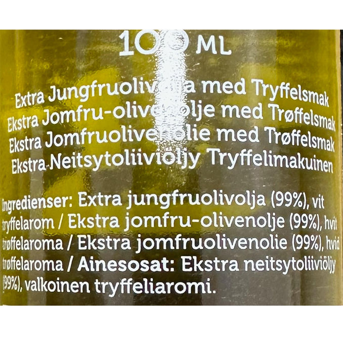 Tuotteen ravintosisältö: Oliiviöljy Tryffeli
