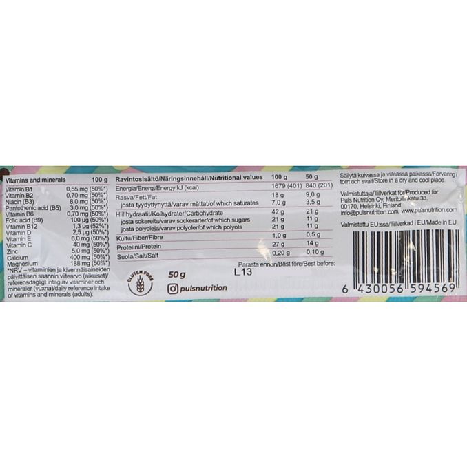 Näringsinnehåll Proteinbar Vanilla + Chocolate 12-pack
