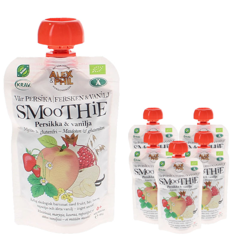 Smoothie Persikka & Vanilja 5-pack, 5 x 100g, Alex & Phil | Matsmart