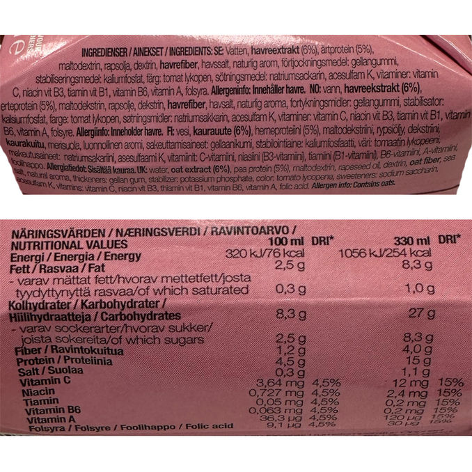Näringsinnehåll Proteindryck Strawberry 8-pack