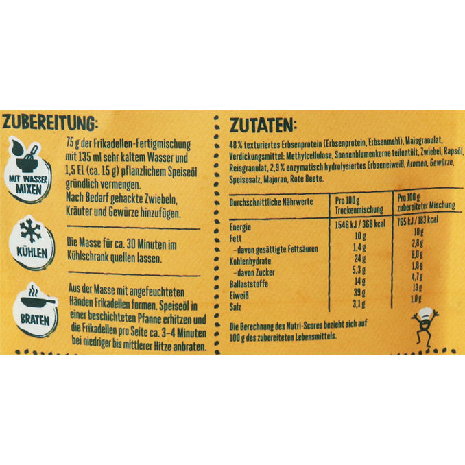 Zutaten & Nährwerte: Veganer Frikadellen Mix 