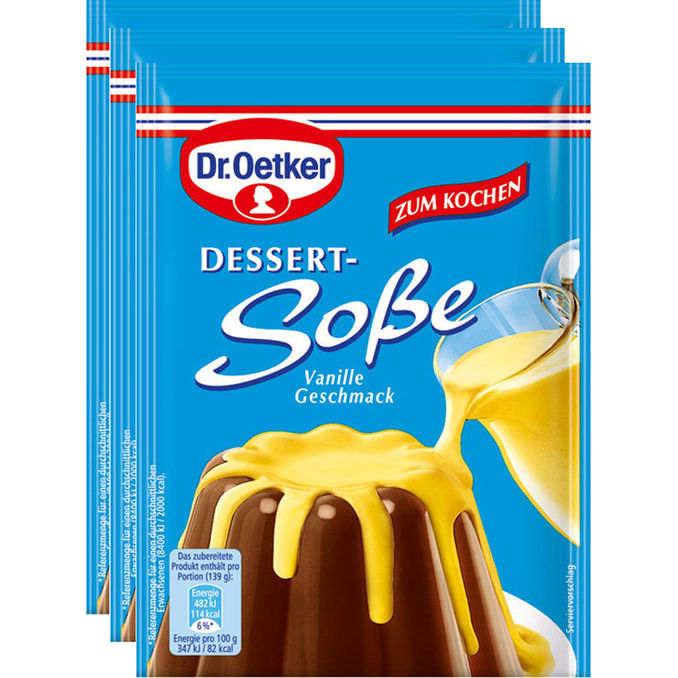 Dr. Oetker Dessert-Soße Vanille, 3er Pack