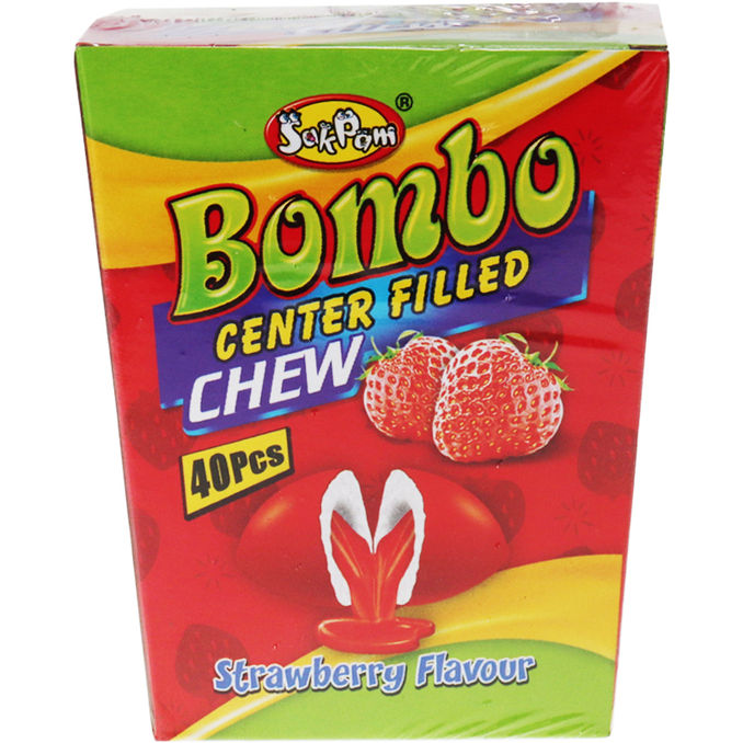 Bombo Kaubonbons mit Erdbeerfüllung