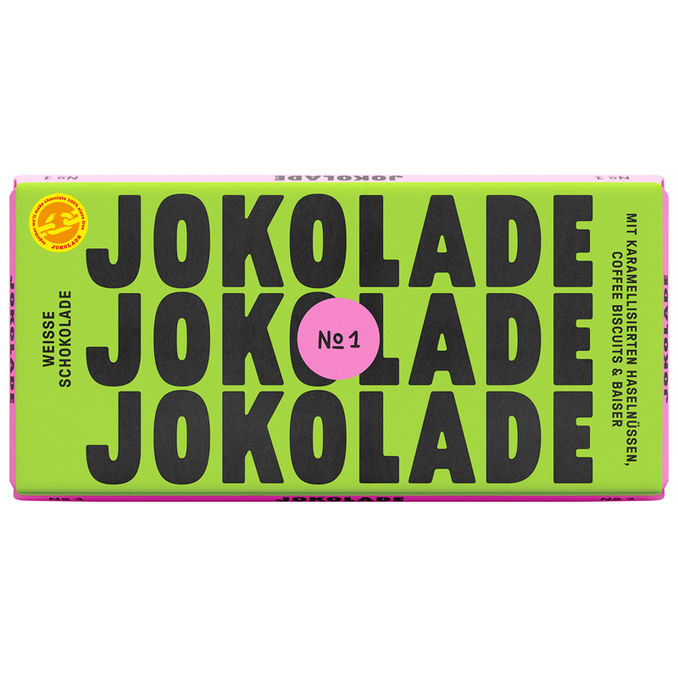 JOKOLADE Weiße Schokolade Baiser, Kaffee & karamellisierten Haselnüssen
