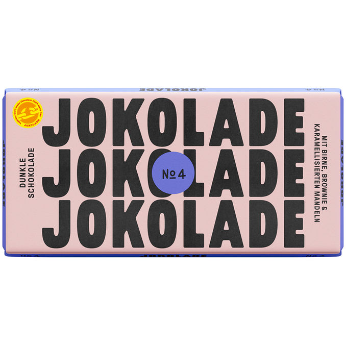 JOKOLADE Dunkle Schokolade Birne, karamellisierten Mandeln & Brownie