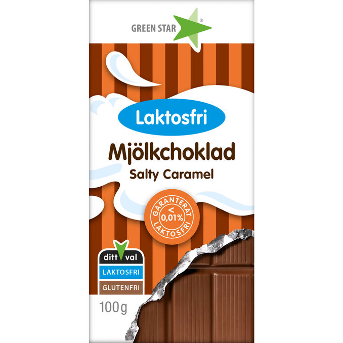 Green Star Vegan Mælkechokolade Saltkaramel Laktosefri & Glutenfri