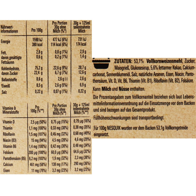 Zutaten & Nährwerte: Nesquik Knusperfrühstück