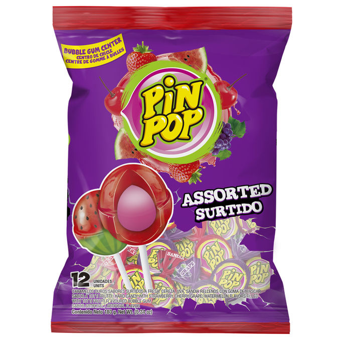 Pin Pop Lollies Bubble Gum Center Mix